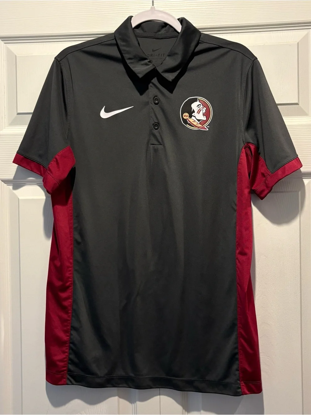Nike Dri-Fit Florida State University FSU Gray Garnet Polo Football Game Sz M